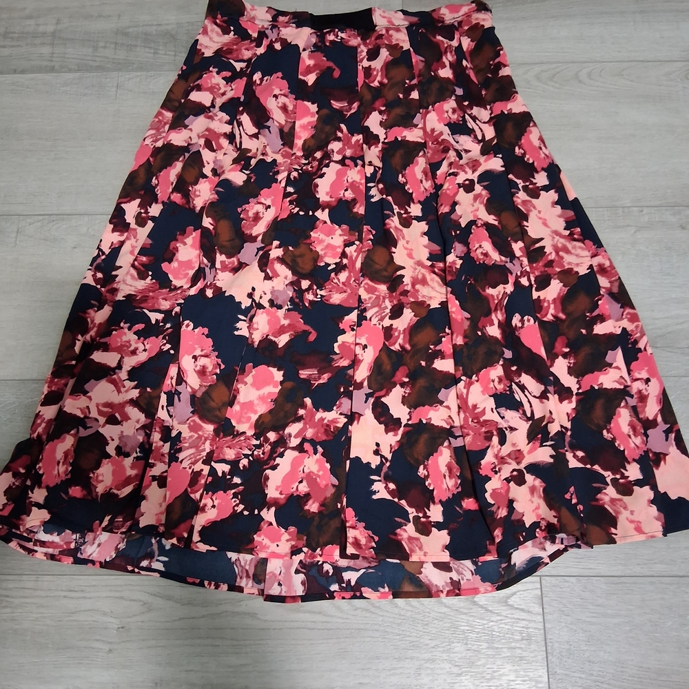 Nine West Floral A-Line Skirt - Pink and Brown